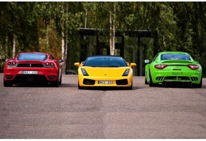 Izmēģini Ferrari F430 VS Lamborghini Gallardo VS Maserati GT trasē