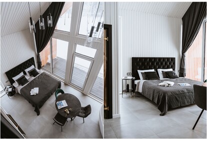 Romantiska nakšņošana ar saunu “Sniegi” design cabin