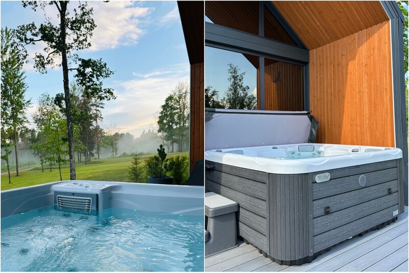 Darba dienu atpūta „Sniegi Design Cabin“ ar saunu un džakuzi