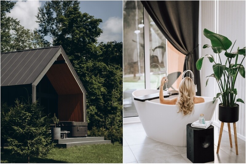Darba dienu atpūta „Sniegi Design Cabin“ ar saunu un džakuzi