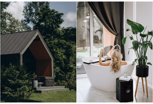 Darba dienu atpūta „Sniegi Design Cabin“ ar saunu un džakuzi